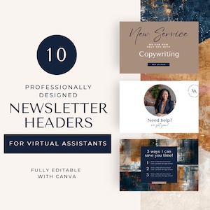 Virtual Assistant Email Newsletter Template Email Marketing Templates Email Headers VA Email Marketing Canva Template Welcome Email EH001