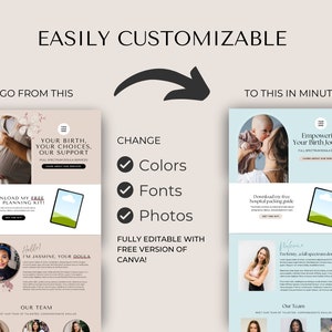 Canva Website Template for Doulas One Page Website Template Birth Doula Website Design Landing Page Postpartum Doula Lactation Consultant