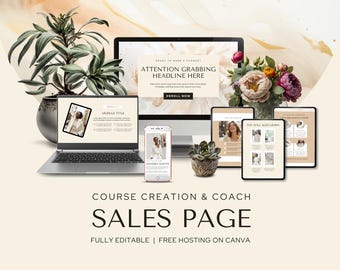 Canva Template Landing Page Sales Page Online Course Launch Template Course Creator Templates Sales Funnel One Page Website DIY Web