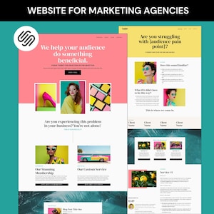 Modèle Squarespace 7.1 Agence de marketing Conception de site Web Thème de blog Fournisseur de services Conseil en gestion de réseaux sociaux Site Web numérique DIY