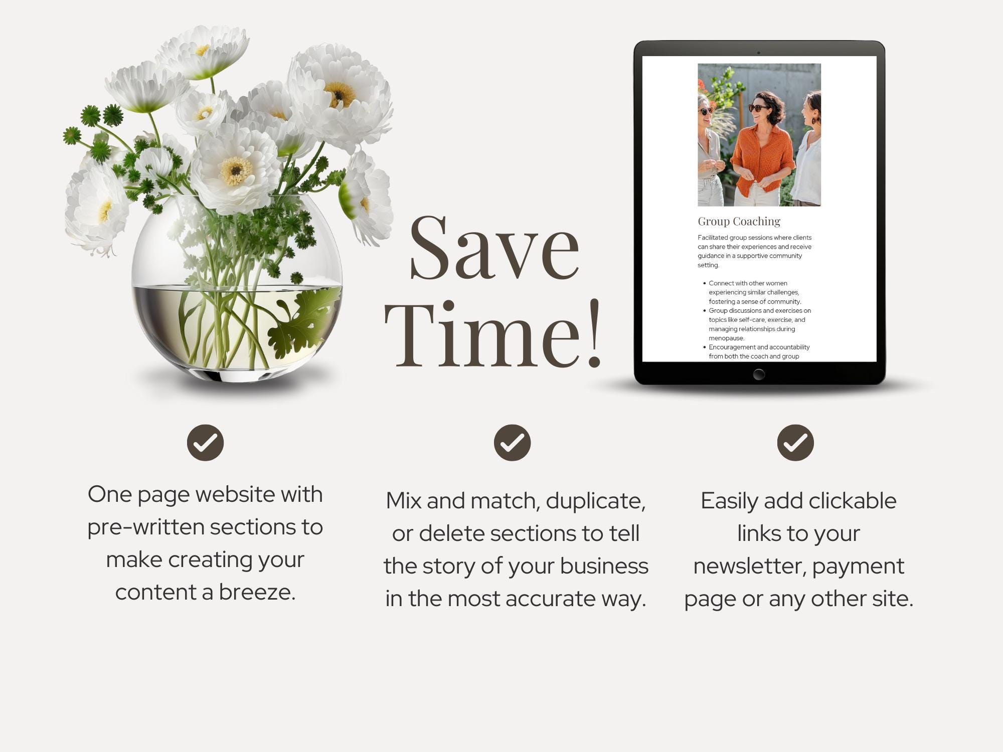 Canva Website Template for Menopause Coaches One Page Website Wellness ...