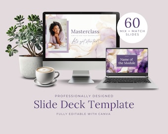 Webinar Template, Course Template Canva, Canva Presentation, Slide Deck Template Canva, Course Creator Masterclass, Course Slide Deck, EH018