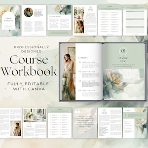 Course Workbook Canva Template, E-course Workbook, Lead Magnet, Ebook, Editable Workbook Template, Worksheet, Coaching Guide, Green, EH004