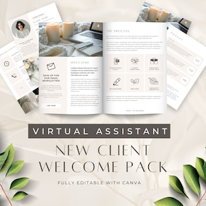 Virtual Assistant Editable Welcome Kit VA Proposal Canva Template New Client Welcome Pack Social Media Manager Customer Onboarding Neutral