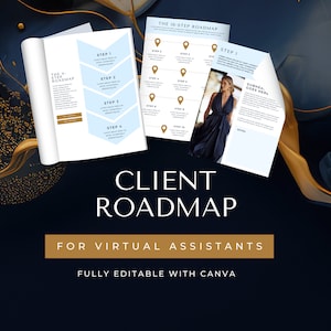 Virtual Assistant Client Roadmap, Client Onboarding, Canva Template, Business Starter Kit, Client Management Template, VA Welcome Guide