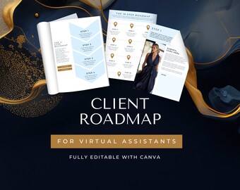 Virtual Assistant Client Roadmap, Client Onboarding, Canva Template, Business Starter Kit, Client Management Template, VA Welcome Guide