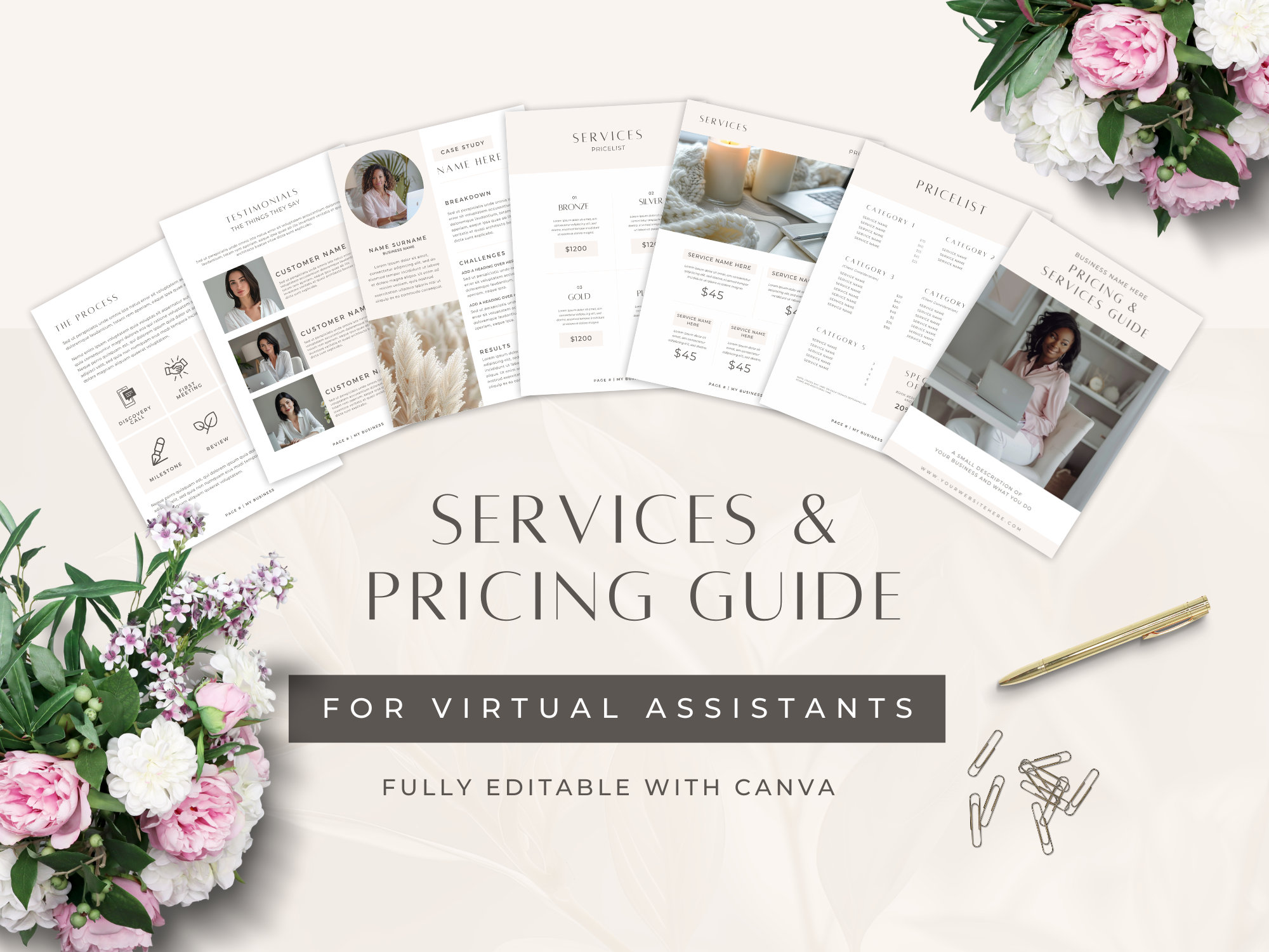 Virtual Assistant Services Guide Canva Template VA Pricing Guide Client ...