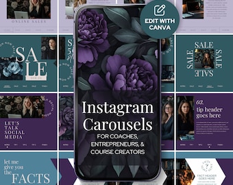 Instagram Carousel Templates Canva Template for Course Creators Seamless Social Media Marketing Post Design Business Coach Personal Branding