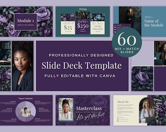 Webinar Slide Deck Canva Templates Online Course Presentation Course Creators Masterclass Slides Marketing & Business Pitch Deck Coaches