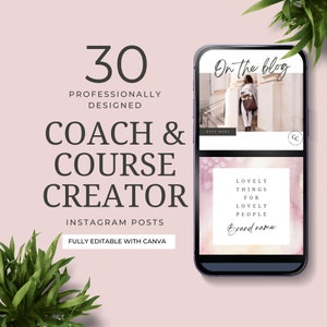 Coach Instagram Canva Template Editable Course Creator Instagram Posts Social Media Manager Online Marketing Online Business Entrepreneur