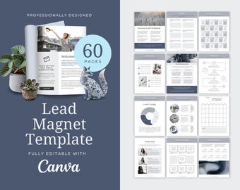 Blei Magnet Canva Vorlage, SOFORTIGER DIGITALER DOWNLOAD, Blei-Generator, Workbook, Ebook, Freebie, Checklist, Worksheet, Opt-In, Navy, Neutral
