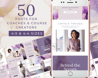 Course Creator Instagram, Coach Canva Template, Modern Designed Feed, Luxe Instagram, Coach Social Media, Canva Posts, Course IG, EH018