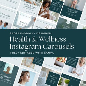Wellness Instagram-carrouselsjablonen Bewerkbare canva-ontwerpen voor sociale media Esthetiek Gezondheidsinhoud Menopauzecoach Gezond eten