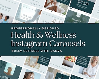 Wellness Instagram Carousel Templates Editable Canva Designs for Social Media Aesthetic Health Content Menopause Coach Healthy Eating