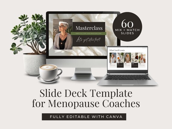 Webinar Template, Menopause Coach, Canva Presentation, Slide Deck, Masterclass, Womens Wellness, Hormonal Nutrition Health Perimenopause HRT