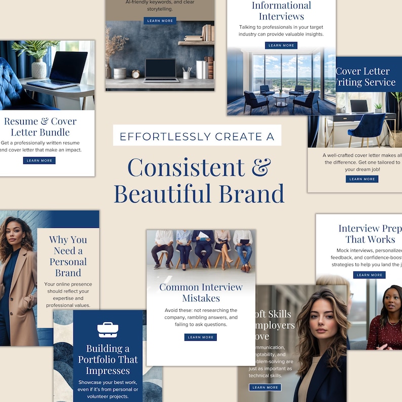 Career Coach Social Media Templates Ready-to-Use Content & Hooks Editable Canva Designs Female Entrepreneur Instagram Marketing Business