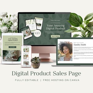 Digital Product Landing Page Template Customizable Sales Funnel Editable Marketing Page Canva Website Course Creator Coaching One Page Site