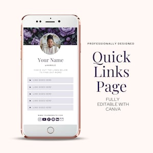 Modelo alternativo de árvore de links para página de destino do Instagram Modelo Canva Link de biografia editável do Tiktok no site de biografia Fácil de editar Mídia social