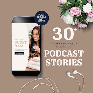 Canva Instagram Template for Podcasters Podcast Canva Template IG Stories Podcast Social Media Podcast Branding Podcast Stories EH001