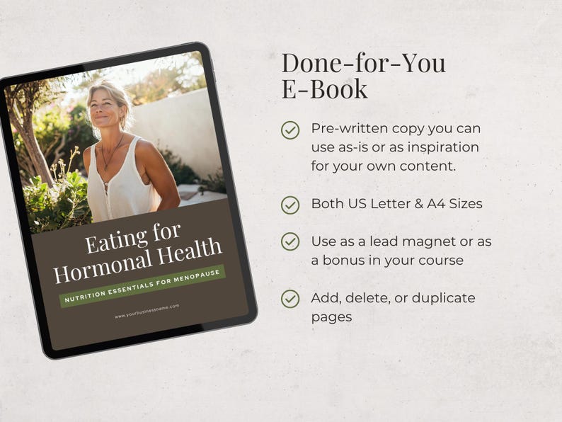 Menopause Coach Bundle, Womens Wellness, Hormonal Health, Editable Canva Template, Social Media Kit, Done-for-you e-book, 1 Page Website
