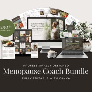 Menopause Coach Bundle, Womens Wellness, Hormonal Health, Editable Canva Template, Social Media Kit, Done-for-you e-book, 1 Page Website