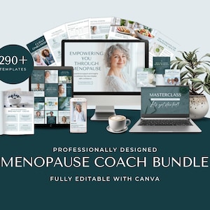 Menopause Coach Bundle Womens Wellness Hormonal Health Editable Canva Template Social Media Kit Done-for-you e-book Website Perimenopause