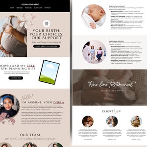 Canva Website Template for Doulas One Page Website Template Birth Doula Website Design Landing Page Postpartum Doula Lactation Consultant