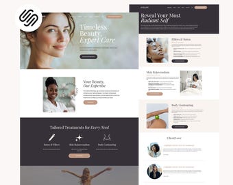 Plantilla para spa médico Squarespace 7.1 Sitio web DIY Esteticistas Belleza Botox Terapia intravenosa Cuidado de la piel Bienestar femenino Enfermeras inyectoras Salón de estética