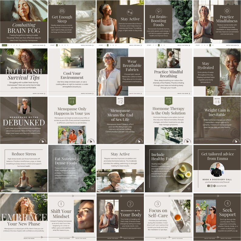 Instagram Carousel Templates for Menopause Coaches Hormone Social Media Womens Health Canva Templates Nutrition Instagram Wellness Coach