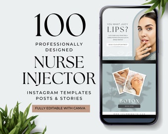 Nurse Injector Instagram Canva Template Botox Instagram Templates Esthetician Templates Canva Botox And Filler Instagram Templates EHB001
