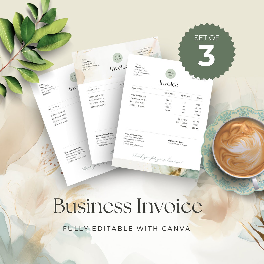 Canva Business Invoice Template Editable Business Form Small Business ...