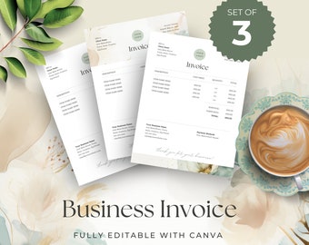 Modèle de facture d'entreprise Canva Formulaire d'entreprise modifiable Facture d'entreprise minimaliste pour petite entreprise Facture moderne et professionnelle EH004