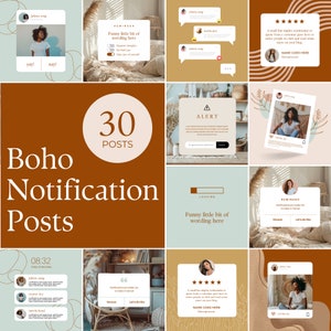 Boho Notification Canva Post Social Media Manager Templates Instagram Posts Entrepreneurs Social Media Small Business Instagram Feed EH019