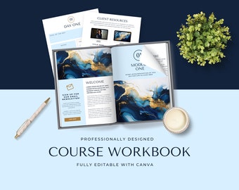 Course Workbook Canva Template, Lead Magnet, Ebook, Editable Workbook Template, Worksheet, Coaching Guide, Luxury, E-Course Workbook, EH017