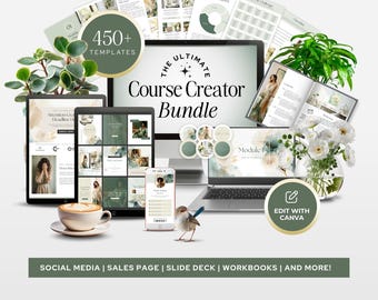Done for you Course Creator Bundle, Canva Template, Course Creator Template, Course Workbook, Course Slide Deck, Course Creation, Neutral