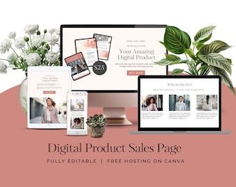Canva Landing Page Sales Funnel Course Creator Digital Product Canva Template Sales Page Canva One Page DIY Website Lead Magnet Landing Page