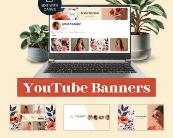 YouTube Banners Youtube Branding Editable Youtube Banners Youtube Banner Canva Template YouTube Cover DIY YouTube Branding