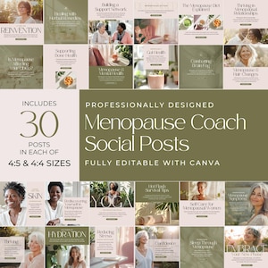 Menopause Instagram Template Hormone Social Media Post Womens Health Coach Canva Posts Nutrition Wellness Perimenopause HRT Naturopath