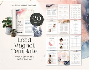Plantilla de imán de clientes potenciales de Canva, DESCARGA DIGITAL INSTANTÁNEA, Generador de clientes potenciales, Libro de trabajo, Libro electrónico, Regalo, Lista de verificación, Hoja de trabajo, Suscripción, Rosa, Azul marino