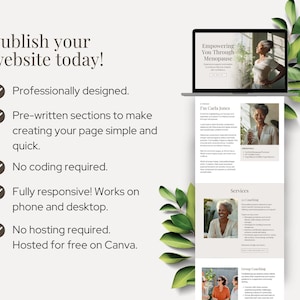 Canva Website Template for Menopause Coaches One Page Website Wellness ...