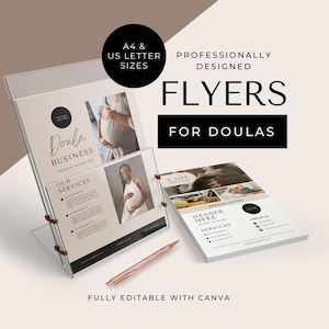 Modèles de Doula Modèle de Flyer Canva modifiable Document à distribuer Doula post-partum Naissance Brochure Doula Modèle d'allaitement pour l'assistante marketing Doula Marketing