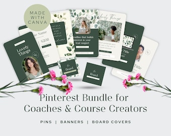 Pinterest Templates for Coaches Canva Editable Pins Social Media Content Marketing Tools for Coaches Customizable Canva Course Creators