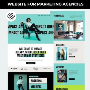 Squarespace 7.1 Template Marketing Agency Website Design Blog Theme Social Media Manager Virtual Assistant Consulting Digital DIY Website