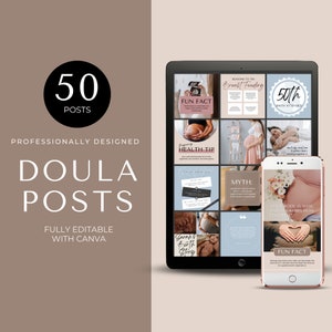 Doula Instagram Posts Birth Doula Postpartum Doula Editable Canva Templates Childbirth Services Midwife IG Doula Social Media Pregnancy Help