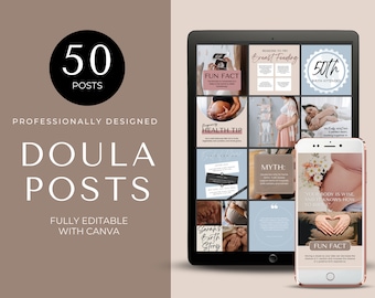 Doula Instagram Posts Birth Doula Postpartum Doula Editable Canva Templates Childbirth Services Midwife IG Doula Social Media Pregnancy Help