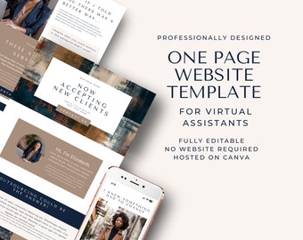 Modèle de site Web Canva, modèle de site Web d'assistant virtuel, site Web personnalisé, conception de site Web d'assistant virtuel, conception de sites Web de luxe, neutre EH001