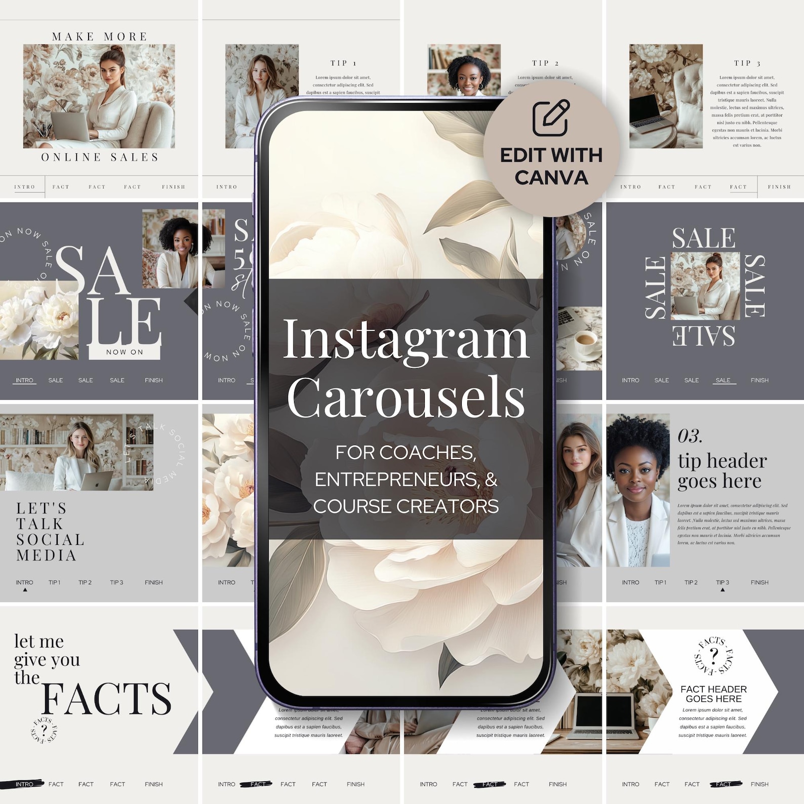 50 Instagram Carousel Templates for Canva Course Creators Seamless ...