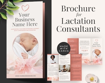 Lactation Consultant Brochure Doula Business Templates Canva Template Birth And Postpartum Doula Doula Tri-fold Brochure Breastfeeding Help