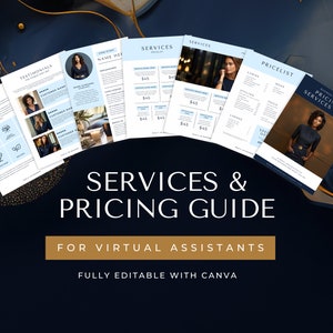 Virtual Assistant Services & Pricing Guide, VA Starter Kit, Client Proposal, Editable Canva Template, Client Onboarding, Boutique, Aesthetic