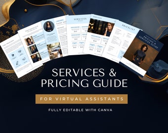 Virtual Assistant Services & Pricing Guide, VA Starter Kit, Client Proposal, Editable Canva Template, Client Onboarding, Boutique, Aesthetic